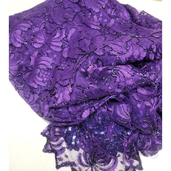 Vintage Judith Ann Plus 3X Purple Beaded Sequin 2pc Skirt Set Rayon - Picture 12 of 16